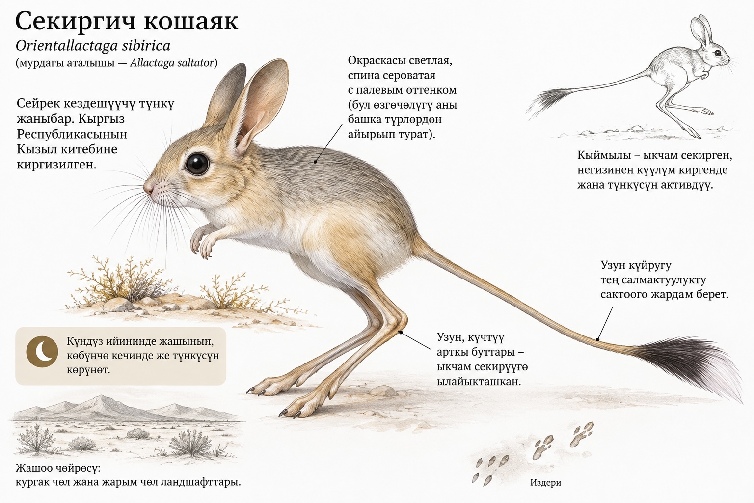 Тушканчик-прыгун Orientallactaga sibirica в Западном Прииссыккулье